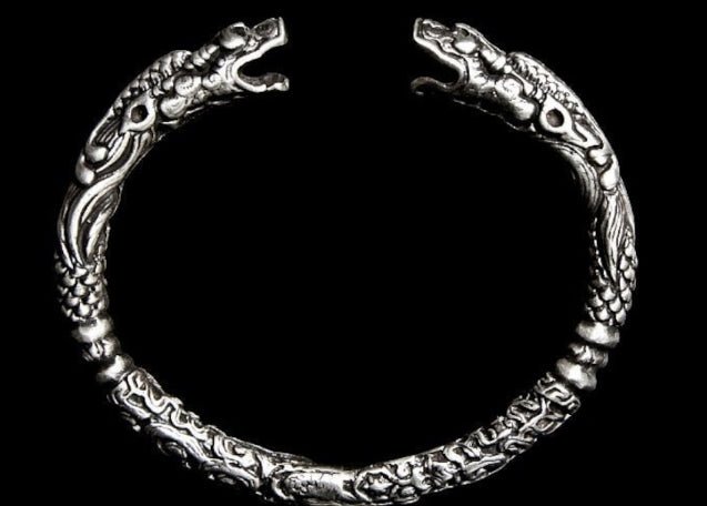 Ancient Silver Dragon Cuff Bracelet- Luck & Wealth-Buddhism & Truths