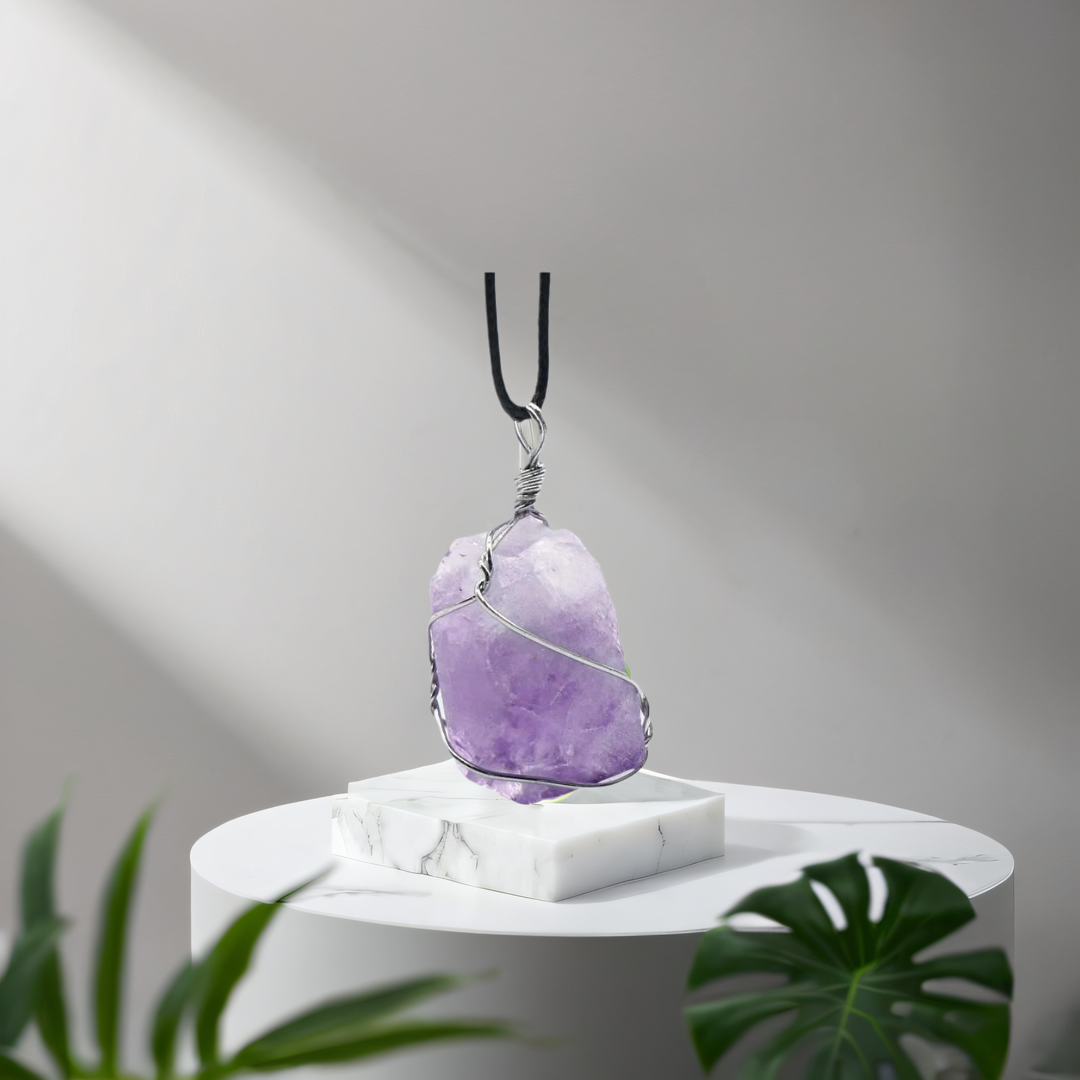 Raw Amethyst Pendant Necklace -  Peace & Inspiration-Buddhism & Truths