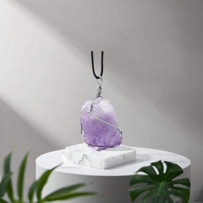 Raw Amethyst Pendant Necklace -  Peace & Inspiration-Buddhism & Truths